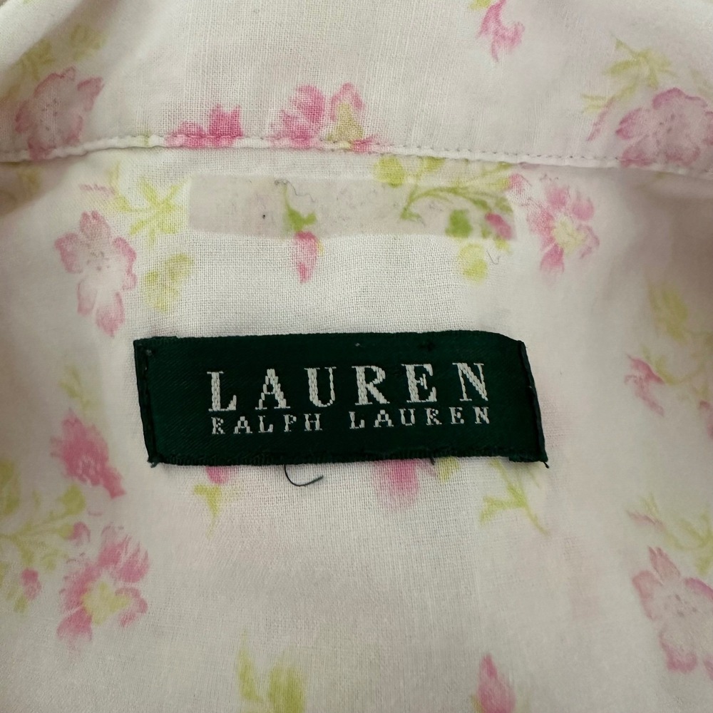 Ralph Lauren Womens Pink Floral Nightgown Button Up Long Sleeve Embroidered RL S - Picture 5 of 6